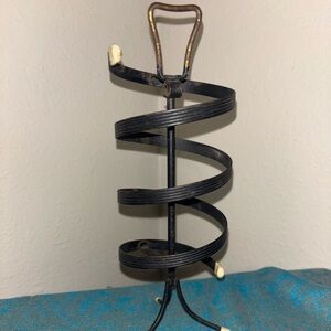 Vintage MCM Black Metal Spinning Spiral Rotating Earring Holder